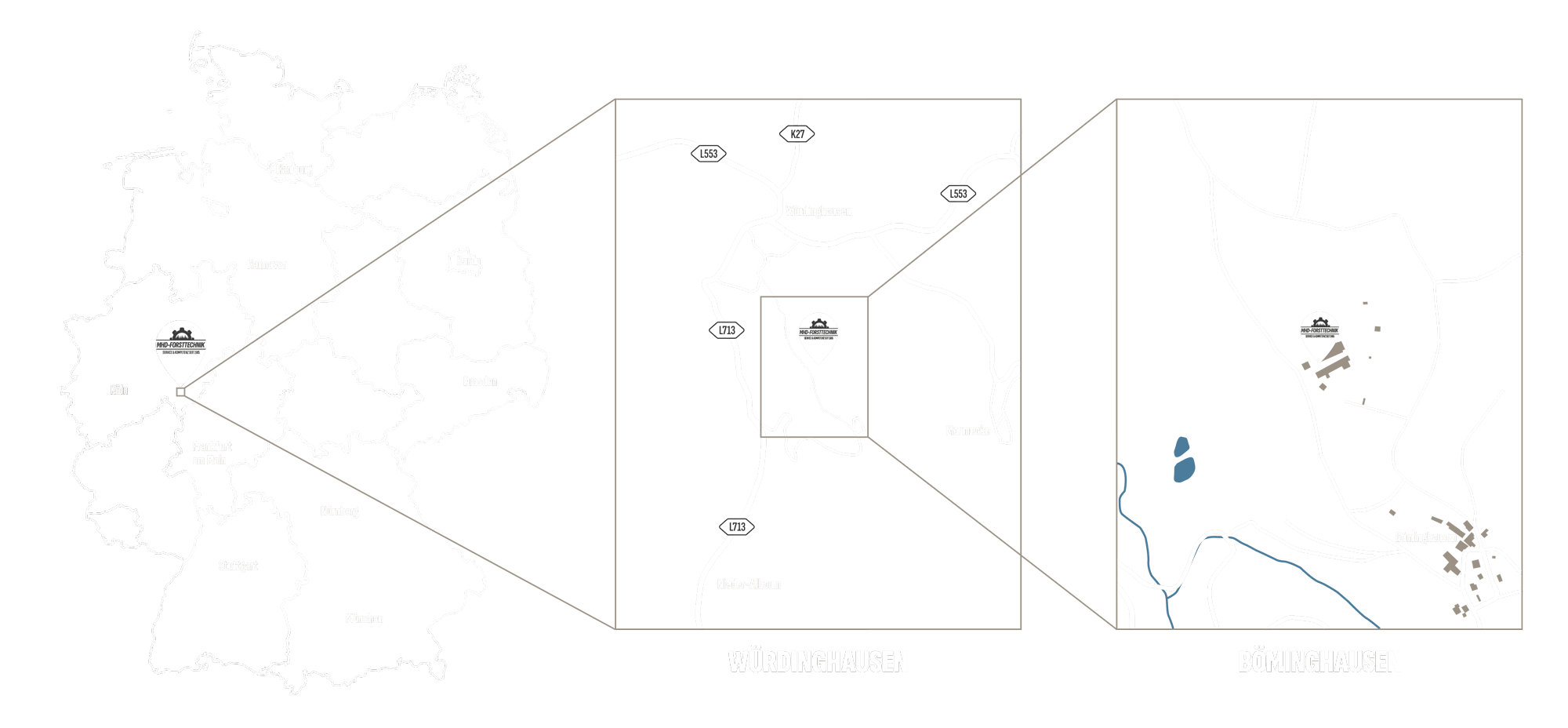 Anfahrtsskizze MHD Forsttechnik, Deutschland - Würdinghausen - Böminghausen